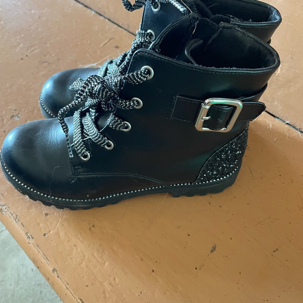 Girls black combat boots